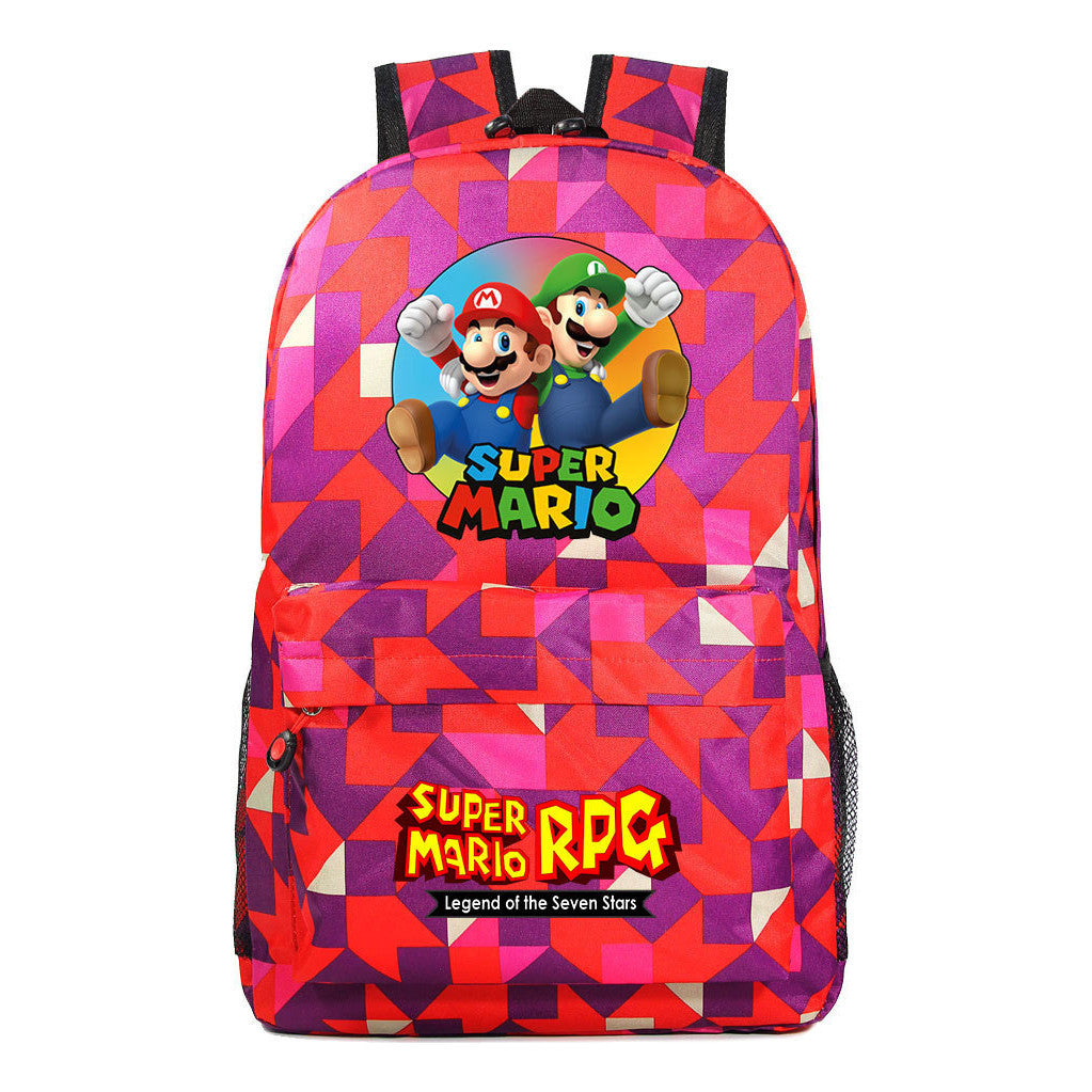 Super Mario Starry Sky Student Backpack For Men And Women's Leisure Travel Backpack