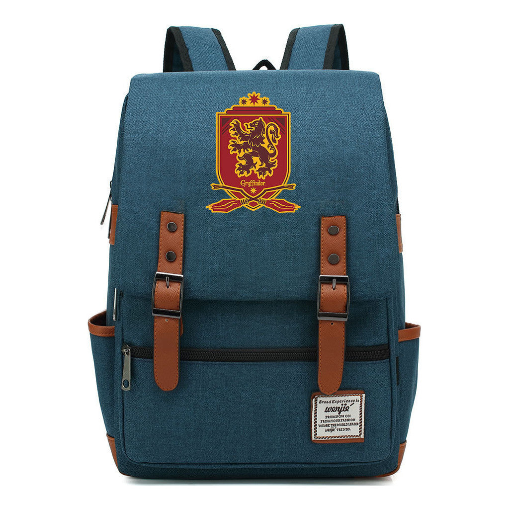 School Of Witchcraft And Wizardry Printed Youth Student Backpack For Men And Women, Casual Belt Buckle, Classic Backpack