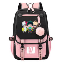 My Heroes Academy Usb Youth Student Backpack For Boys And Girls, Casual Woven Strap Flip Back Backpack