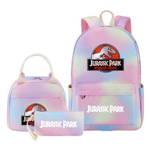 Jurassic Park Dinosaur Youth Student Girls School Bag Lunch Bag Three Piece Set Backpack Set