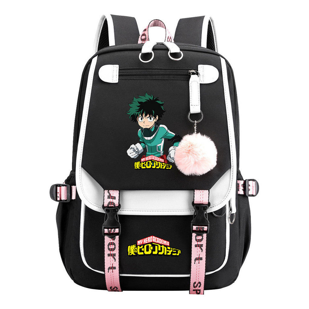 My Heroes Academy Usb Student Backpack, Casual Woven Strap Flip Back Backpack