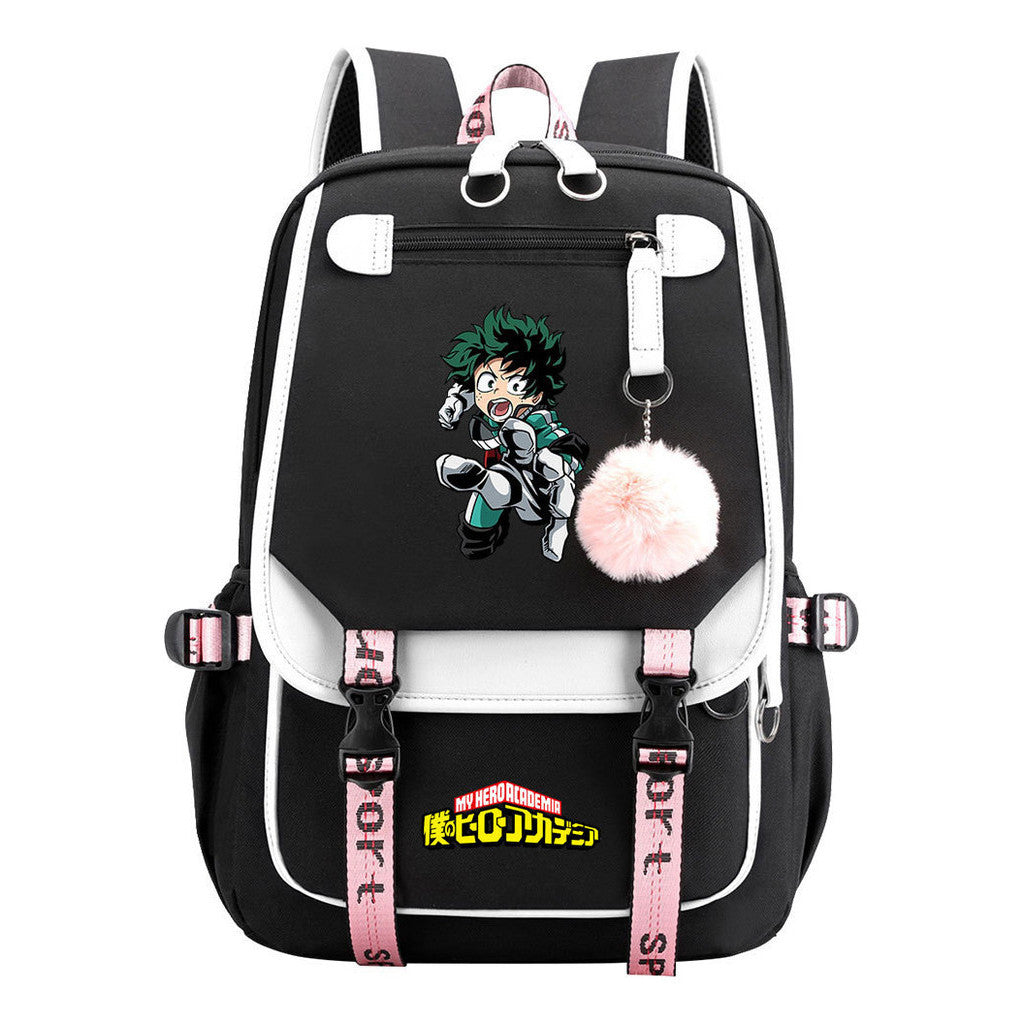 My Heroes Academy Usb Student Backpack, Casual Woven Strap Flip Back Backpack