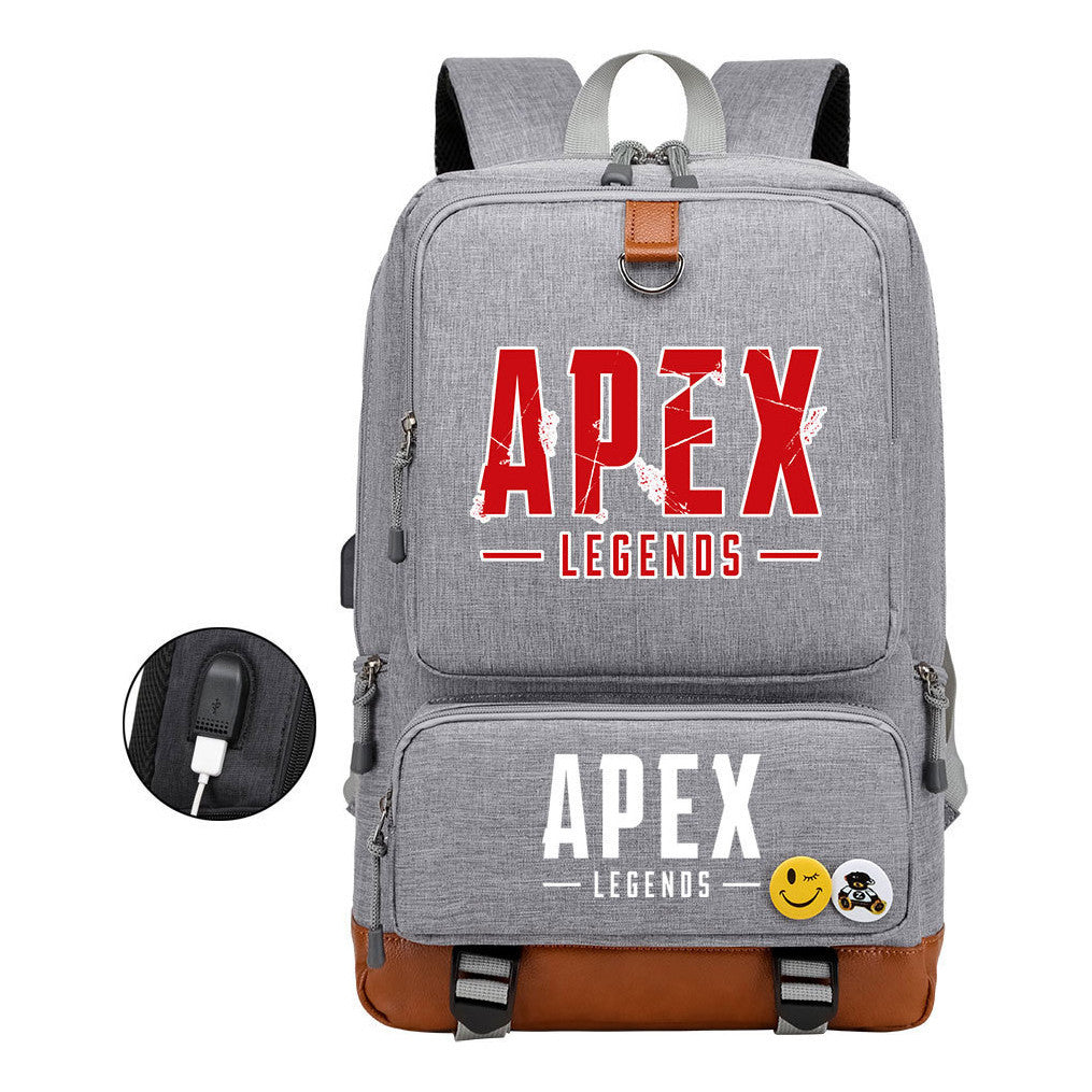 Apex Hero Print Usb Youth School Bag Leisure Travel Backpack