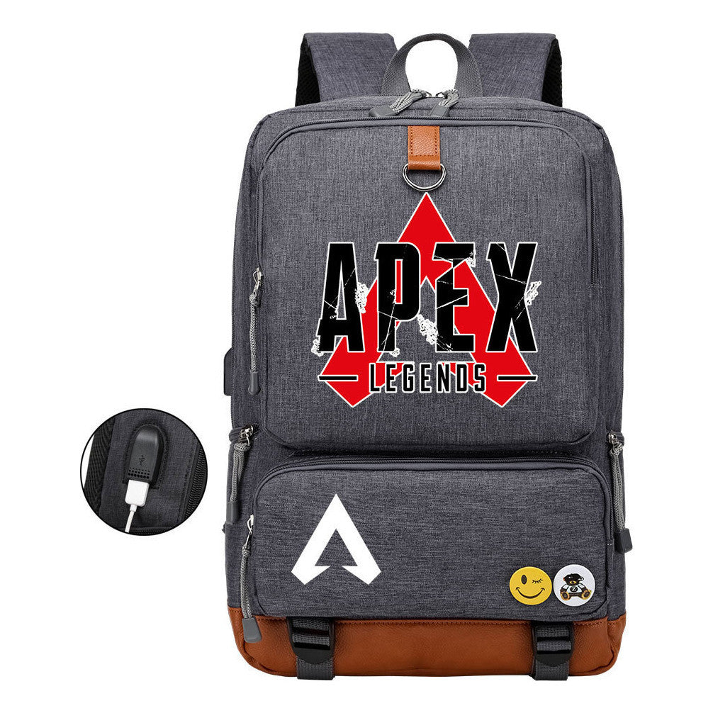 Apex Hero Print Usb Student Backpack Casual Backpack