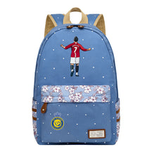 Football Star Cristiano Ronaldo Printed Youth Student Backpack With Floral Floral Design For Men And Women's Leisure Backpack