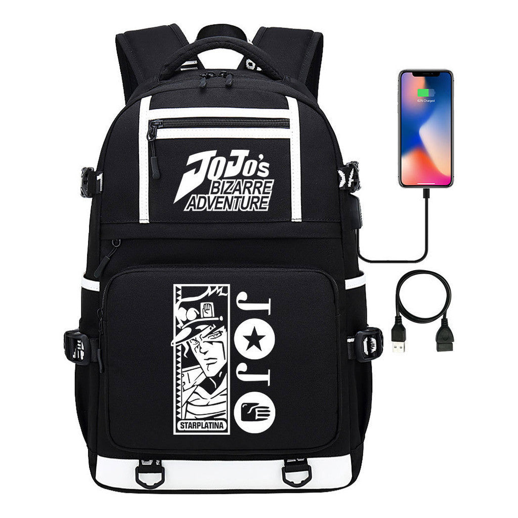 Comic Joe's Wonderful Adventure Print Usb Youth Student Backpack For Men And Women's Leisure Travel Backpack