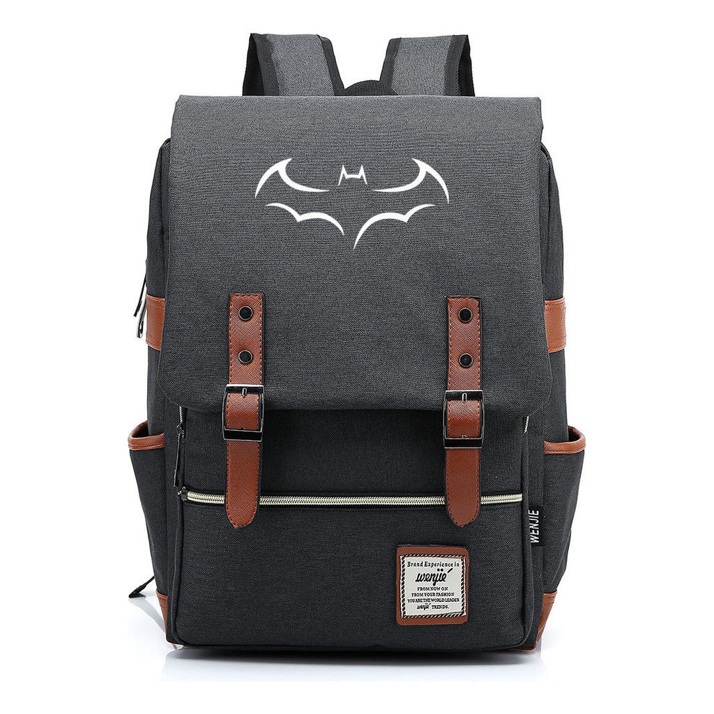 Superhero Batman Print Youth Student Backpack Casual Belt Buckle Classic Backpack