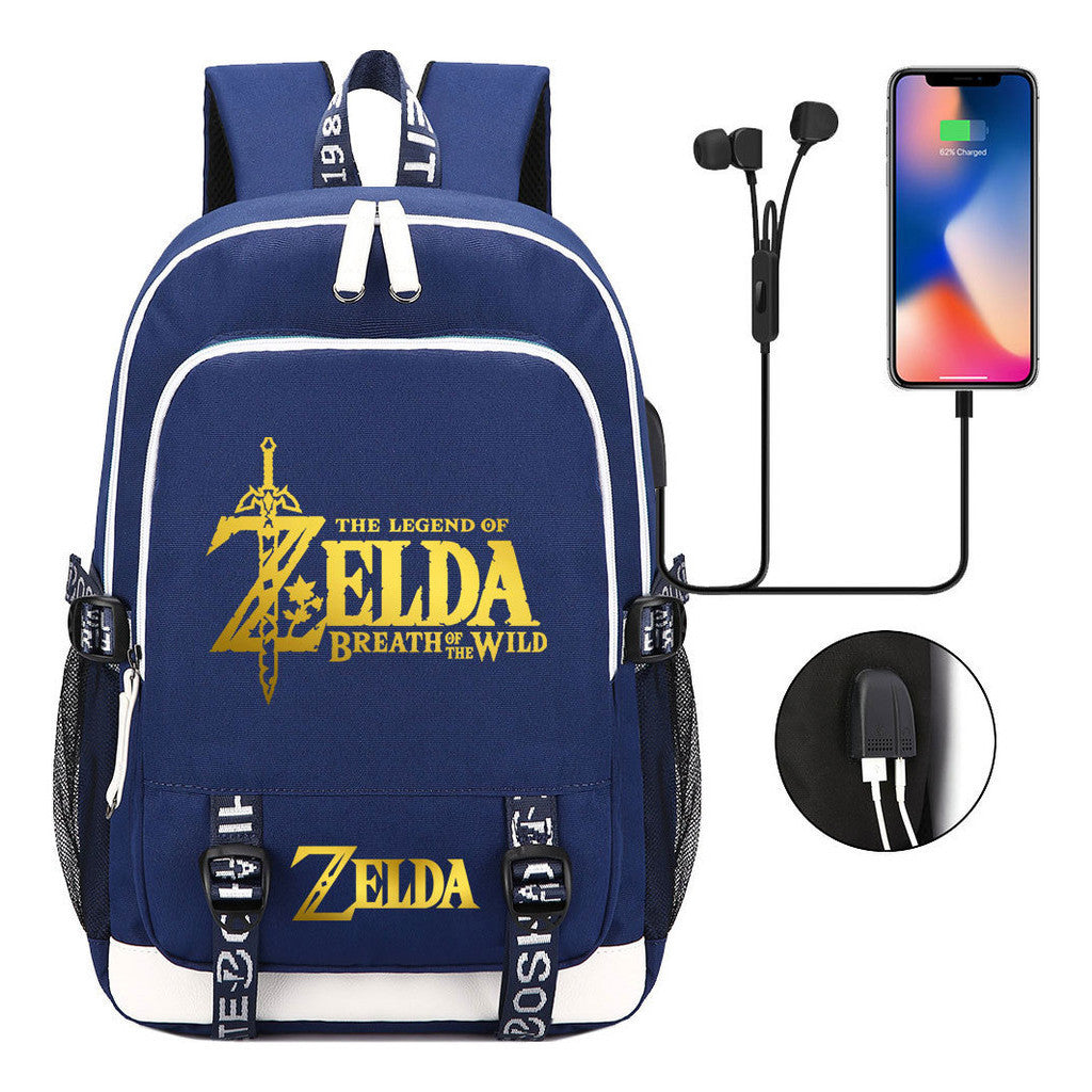 Golden Selda Kingdom Tears Usb Youth Student Backpack Men's And Women's Leisure Sports Backpack