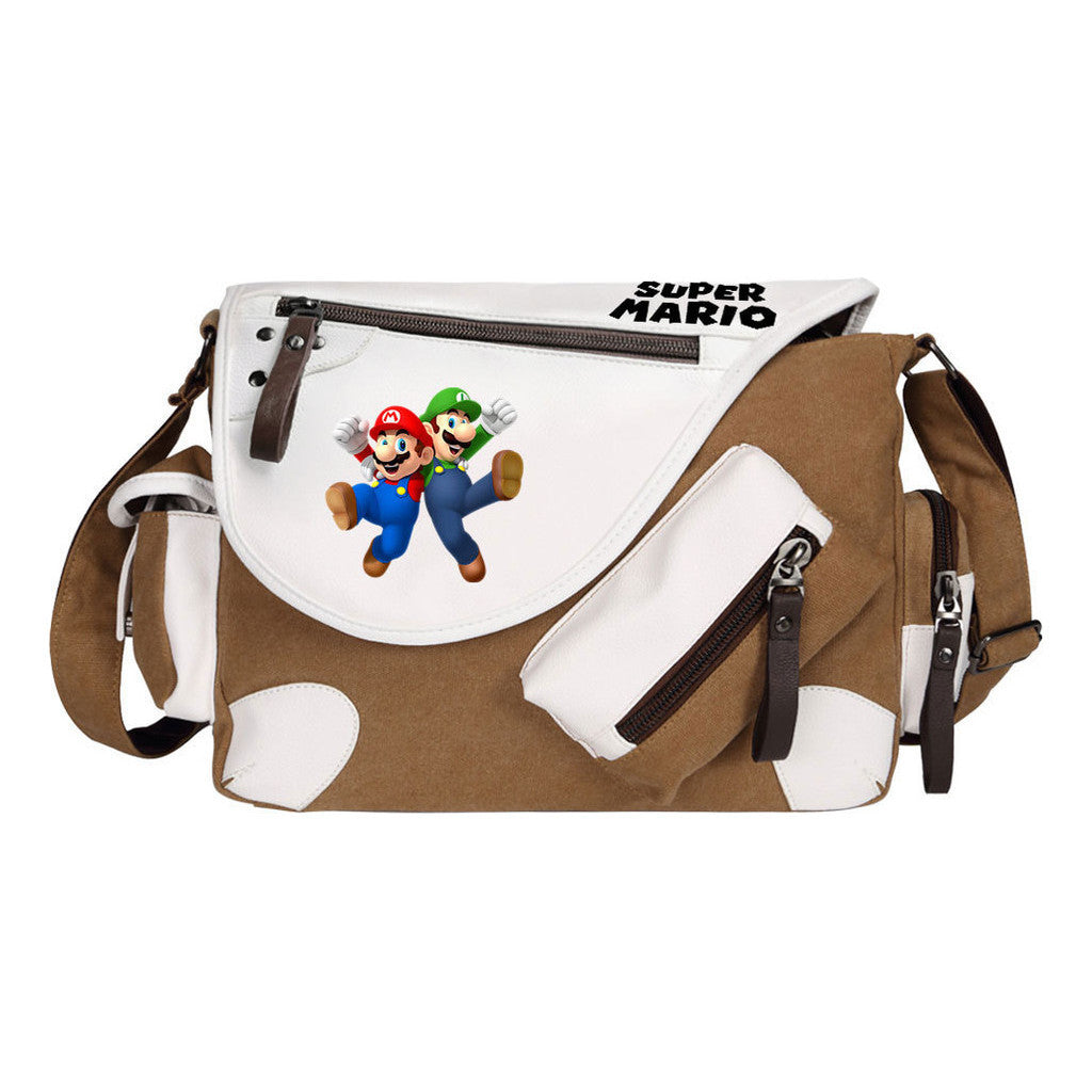 Super Mario Youth Student School Bag Canvas Shoulder Bag Casual Straddle Backpack
