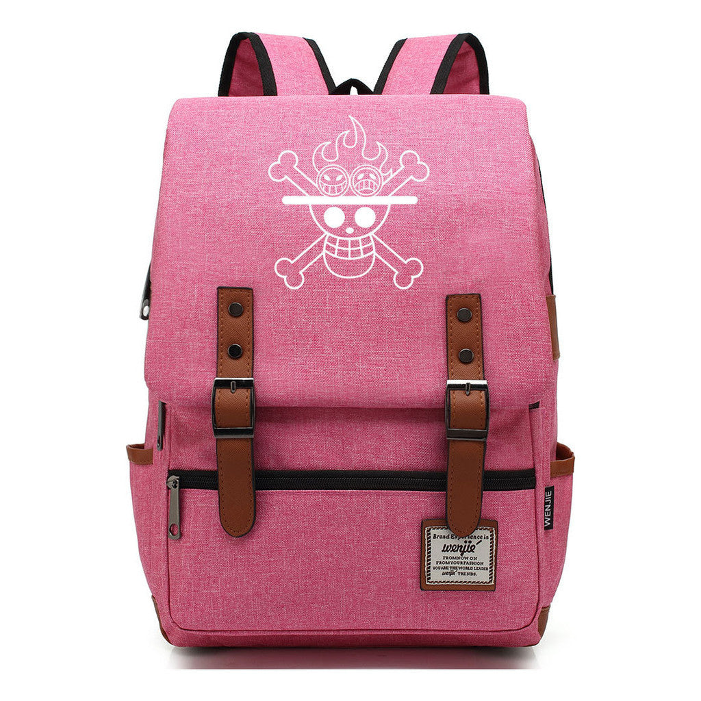 Anime One Piece King Luffy Printed Youth Student School Bag Men's And Women's Casual Belt Buckle Classic Backpack