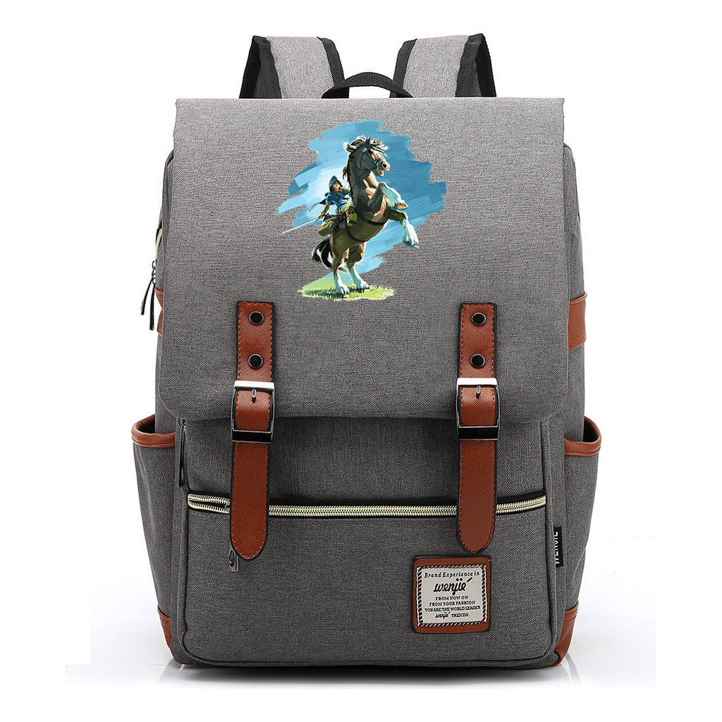 Game Zelda Printed Youth Student Backpack For Men And Women, Casual Belt Buckle, Classic Backpack