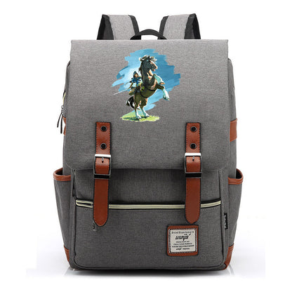 Game Zelda Printed Youth Student Backpack For Men And Women, Casual Belt Buckle, Classic Backpack