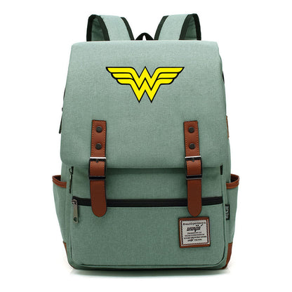 Anime Wonder Woman Printed Youth Student School Bag Men's And Women's Leisure Belt Buckle Backpack