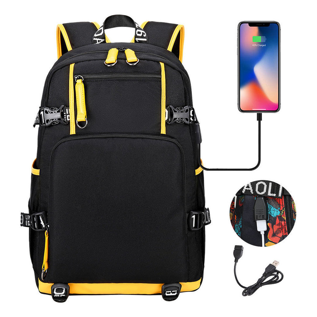 Printed Usb Youth Student School Bag Leisure Large Capacity Travel Backpack