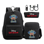 Interstellar Baby Stitch Usb Password Lock Youth Student Backpack 3-piece Set For Men And Women Backpacks