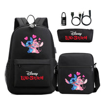 Interstellar Baby Stitch Usb Password Lock Youth Student Backpack 3-piece Set For Men And Women Backpacks