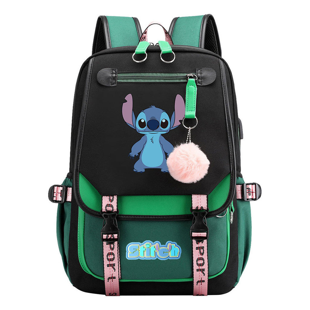 Usb Youth Backpack With Casual Woven Strap Flap Backpack