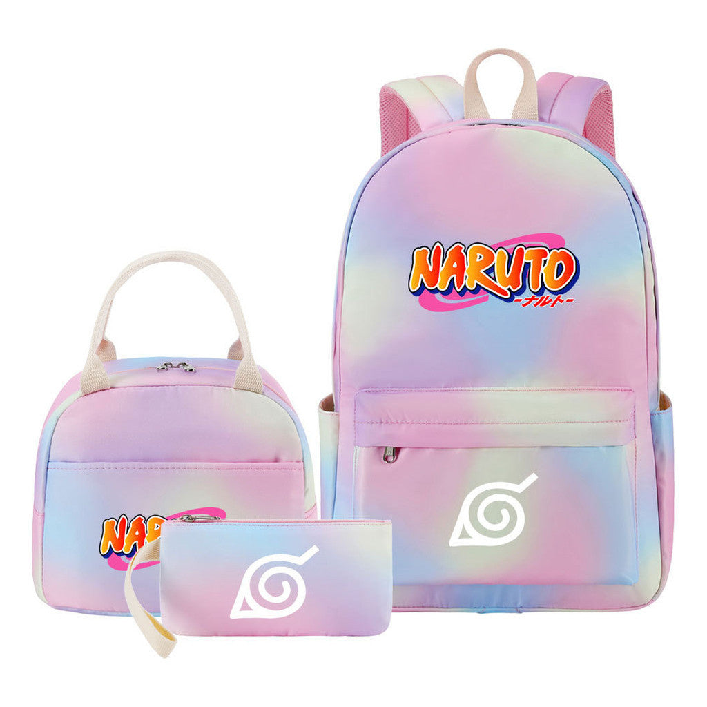 Naruto Student Girl Backpack Lunch Bag Three Piece Set Backpack Set