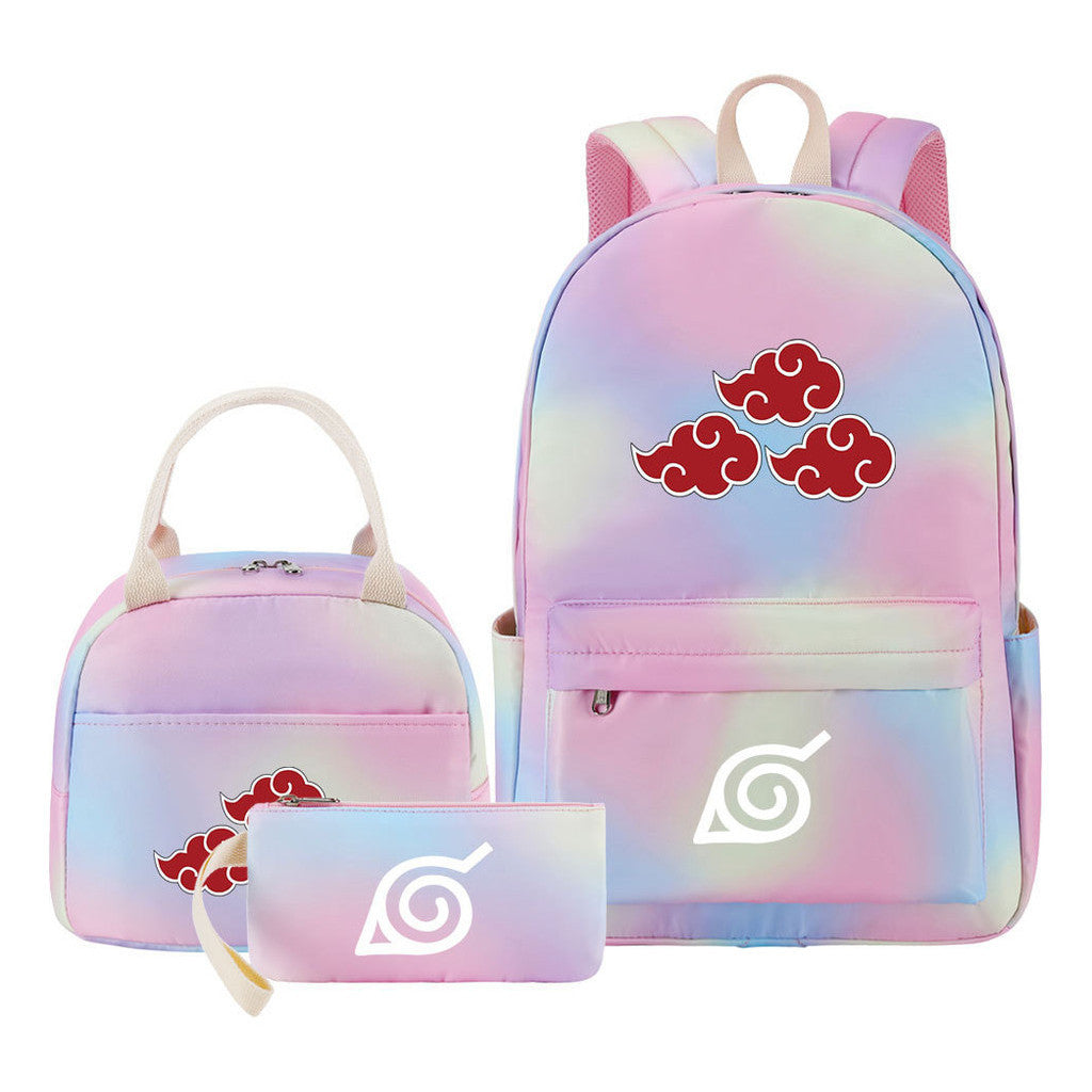 Naruto Student Girl Backpack Lunch Bag Three Piece Set Backpack Set