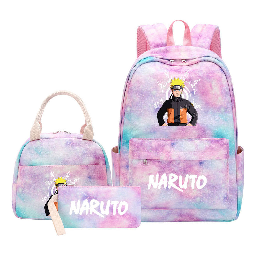 Naruto Student Girl Backpack Lunch Bag Three Piece Set Backpack Set