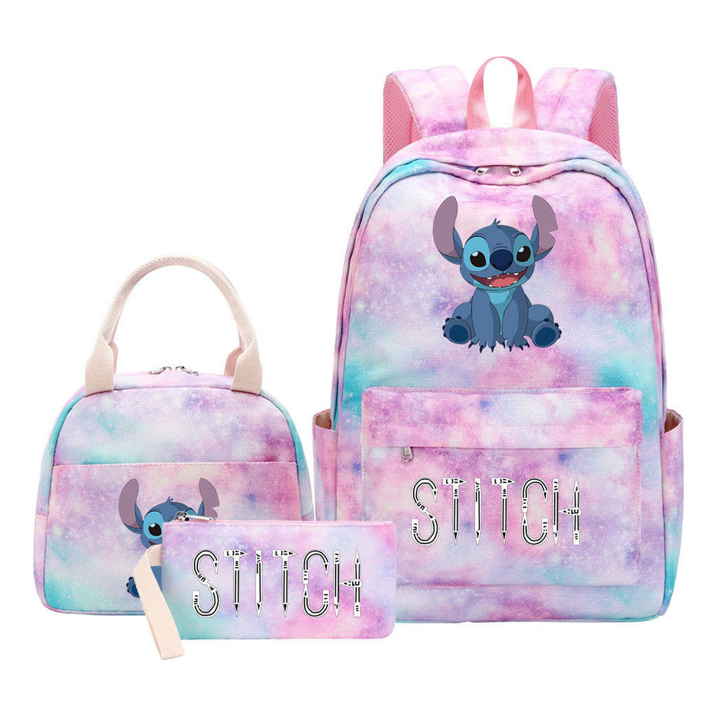 Interstellar Baby Stitch Student Girls School Bag Lunch Bag Three Piece Set Backpack Cover