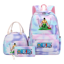Cartoon Pirate King  Student Girl Backpack Lunch Bag Three Piece Set Backpack