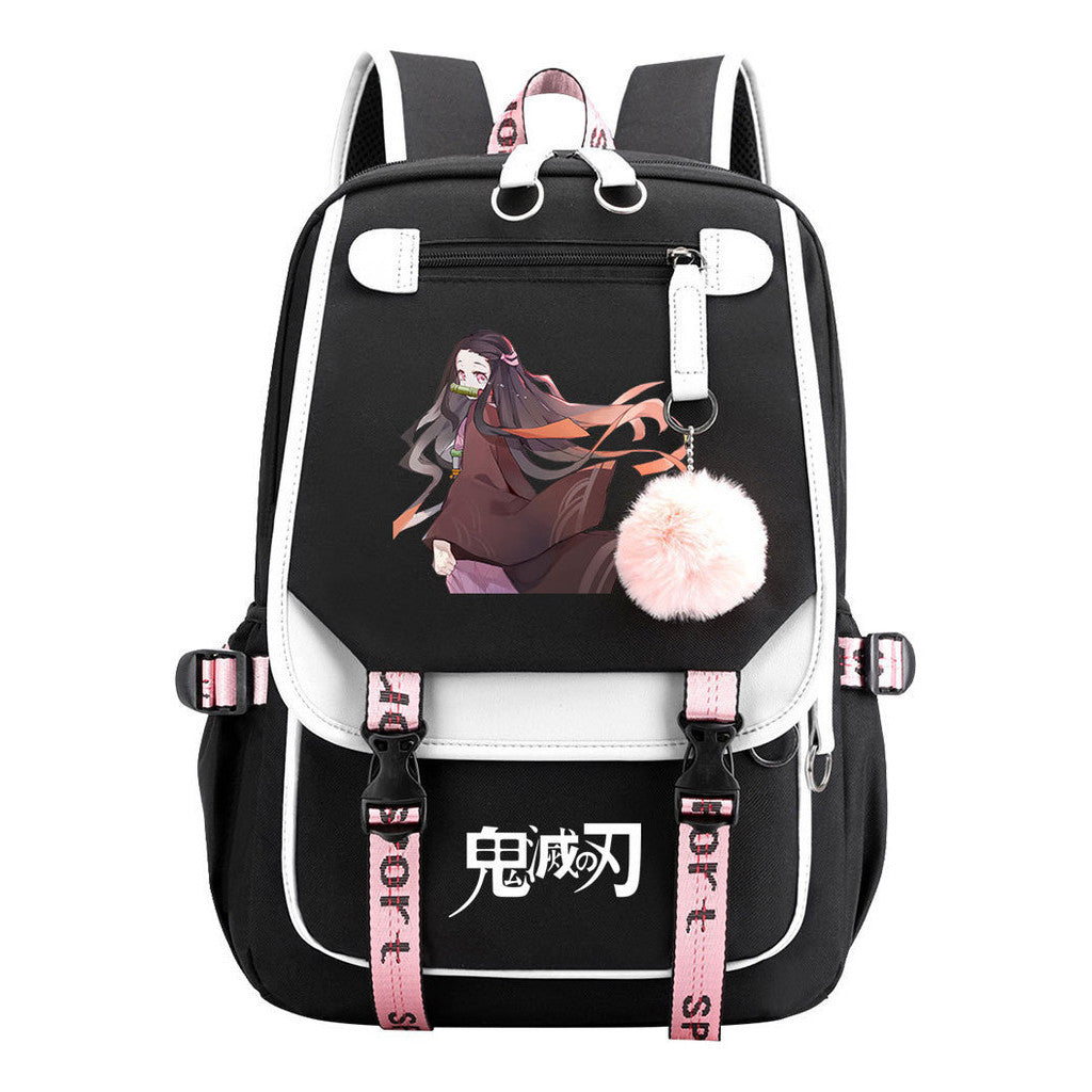 Cartoon Fashion Usb Youth Student Backpack Men's And Women's Leisure Ribbon Flip Backpack