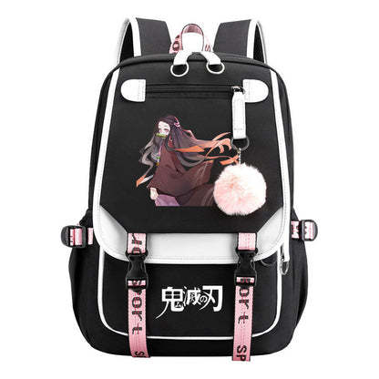 Cartoon Fashion Usb Youth Student Backpack Men's And Women's Leisure Ribbon Flip Backpack