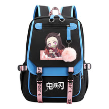 Cartoon Fashion Usb Youth School Bag For Boys And Girls Casual Ribbon Flip Backpack