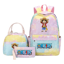 Cartoon Pirate King Student Girls School Bag Lunch Bag Three Piece Set Backpack Set