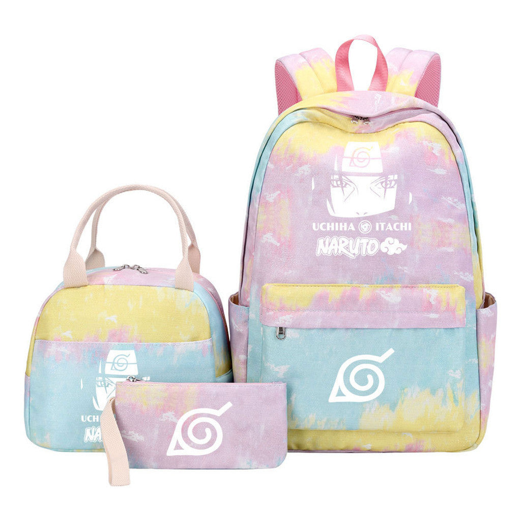 Naruto Teenage Student Girls School Bag Lunch Bag Three Piece Set Backpack Set