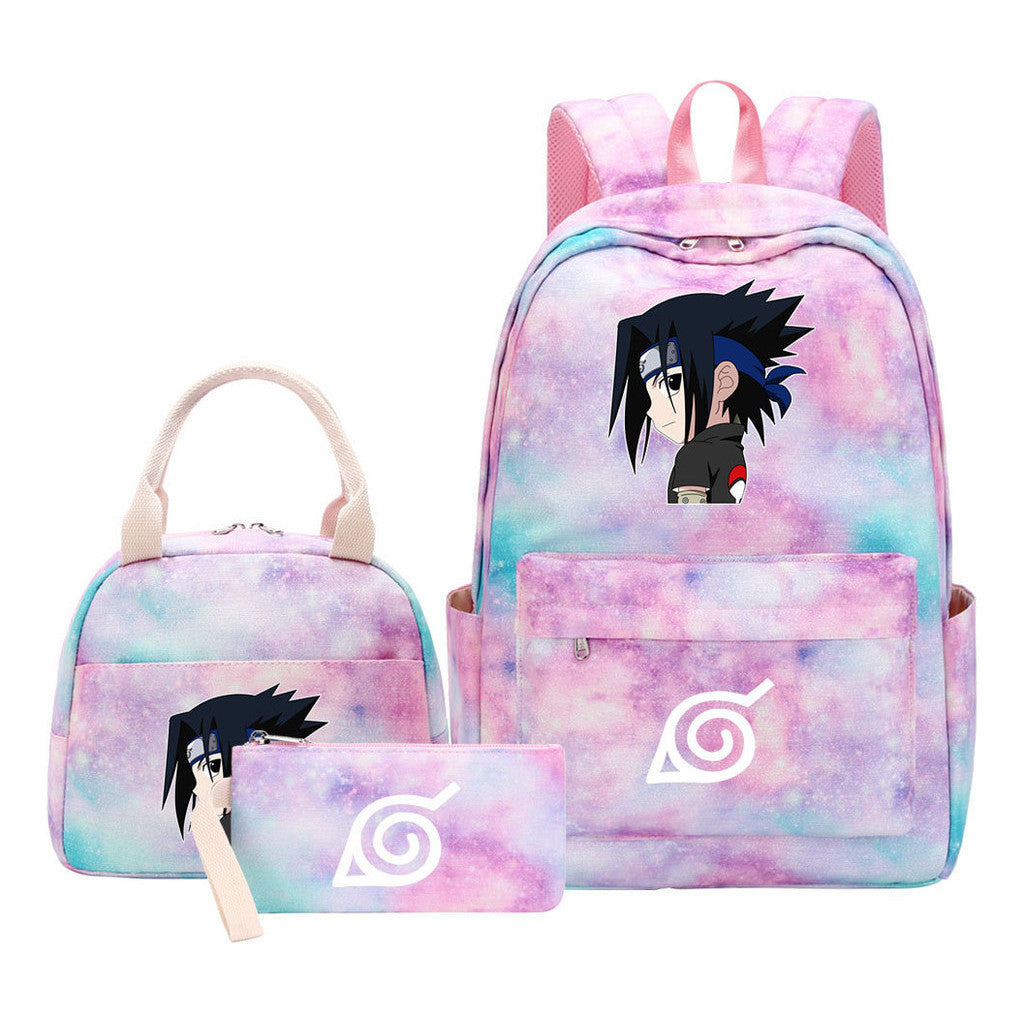 Naruto Youth Student School Bag Lunch Bag Three Piece Set Backpack Set