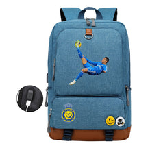 Football Star Cristiano Ronaldo Printed Usb Youth Student Backpack For Leisure Travel Backpack