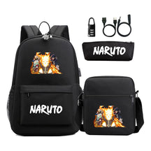 Naruto Usb Password Lock Youth Student Backpack Three Piece Set For Men And Women Backpack Set