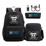 Cartoon Pirate King Usb Password Lock Youth Student School Bag Three Piece Set For Boys And Girls Backpack Set