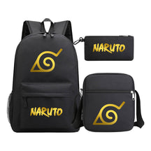 Golden Anime Naruto Starry Sky Youth Student Backpack Set, 3-piece, Men's And Women's Backpack Set