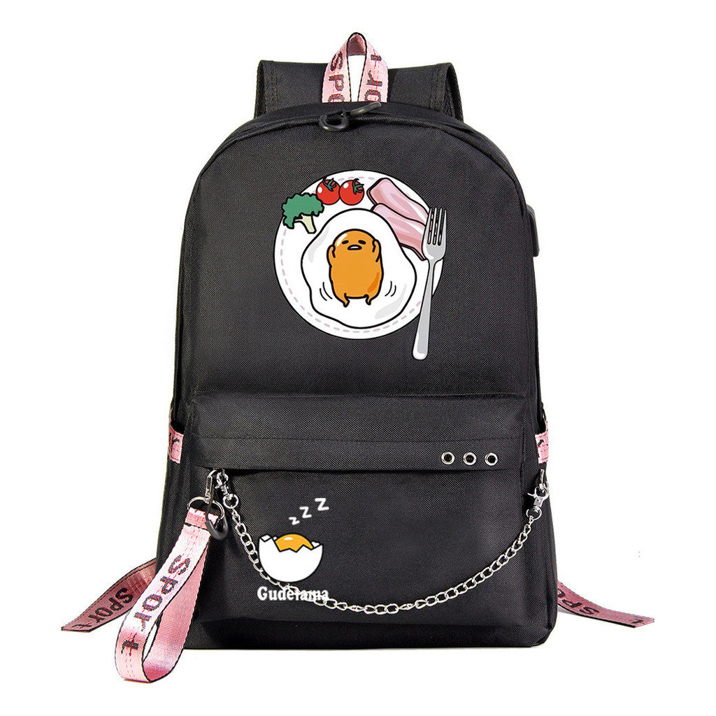 Lazy Egg Usb Youth Student Backpack For Boys And Girls Leisure Travel Backpack