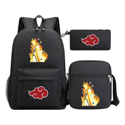 Anime Naruto Starry Sky Youth School Bag Three Piece Set For Boys And Girls Backpack Set