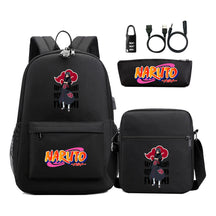 Naruto Usb Password Lock Youth Student Backpack Three Piece Set Backpack Set