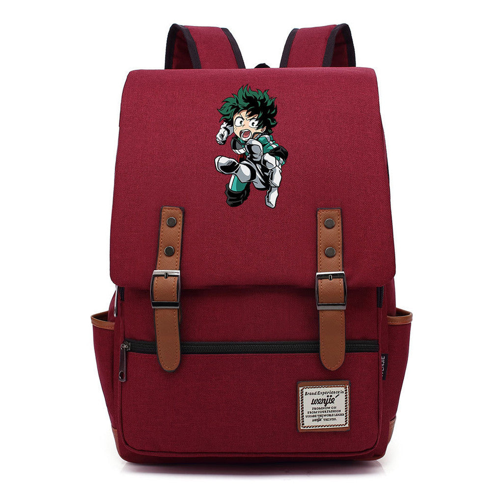 Anime My Heroes Academy Printed Youth Student Backpack Men's And Women's Leisure Belt Buckle Classic Backpack