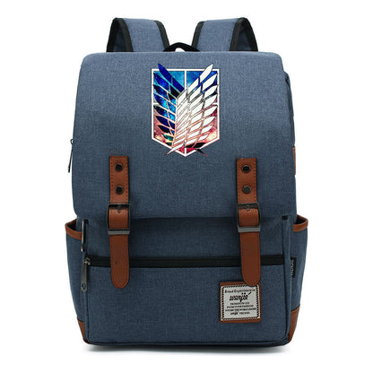 The Giant Of Manga Attack Printed Teenage Student Backpack For Men And Women With Casual Belt Buckle Classic Backpack  38*27*12.5cm
