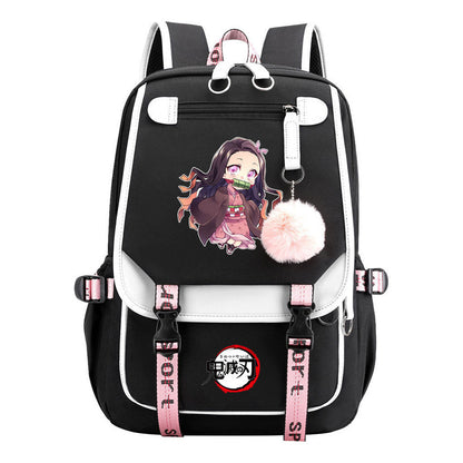 Comic Cartoon Fashion Usb Youth Student Backpack With Casual Woven Strap Flip Back Backpack