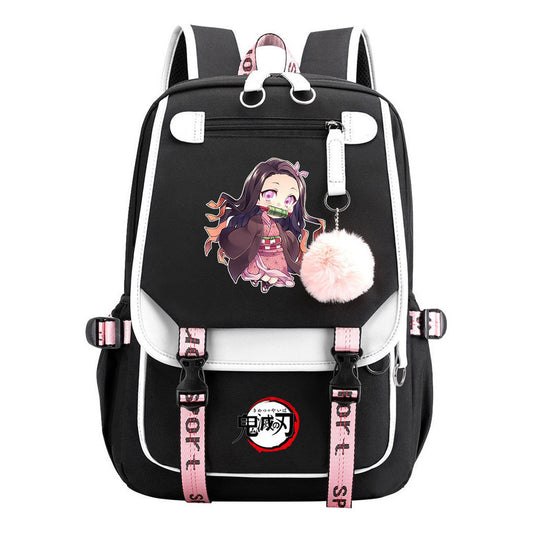 Comic Cartoon Fashion Usb Youth Student Backpack With Casual Woven Strap Flip Back Backpack
