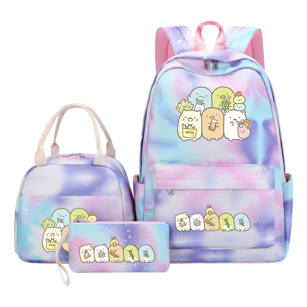 Game Corner Biology Youth Student Girls School Bag Lunch Bag Three Piece Set Backpack Set
