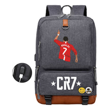 Football Star Cristiano Ronaldo Printed Usb Student Backpack For Leisure Travel Backpack
