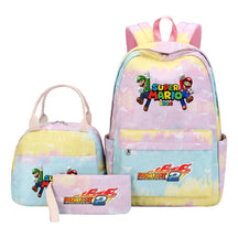 Super Mario Youth Student Girls School Bag Lunch Bag Three Piece Backpack Set