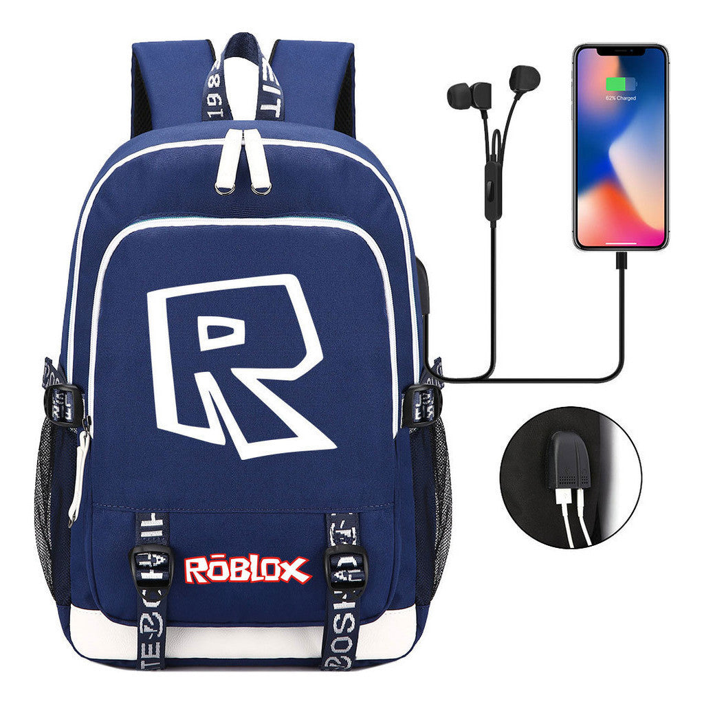 Printed Youth Student Backpack Usb Casual Backpack