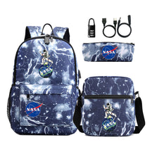 Fashionable Usb Password Lock Youth Student Backpack Three Piece Set Backpack