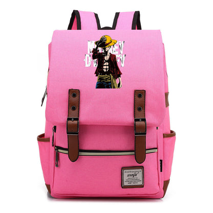 Anime Pirate King Luffy Printed Student Backpack For Men And Women With Casual Belt Buckle Classic Backpack