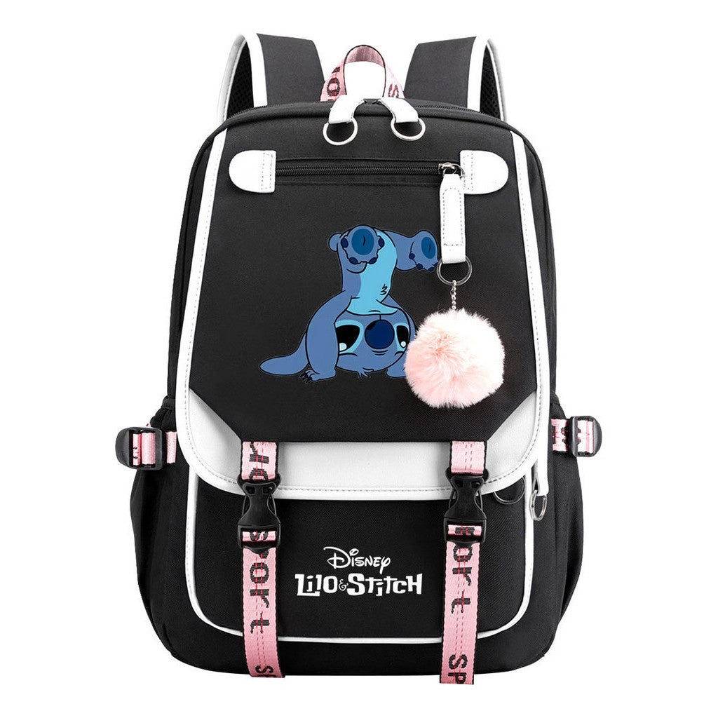Interstellar Baby Stitch Usb Backpack For Boys And Girls Casual Woven Strap Flip Backpack
